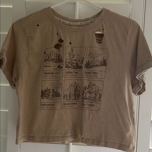Brown Graphic Tee with National Park Prints